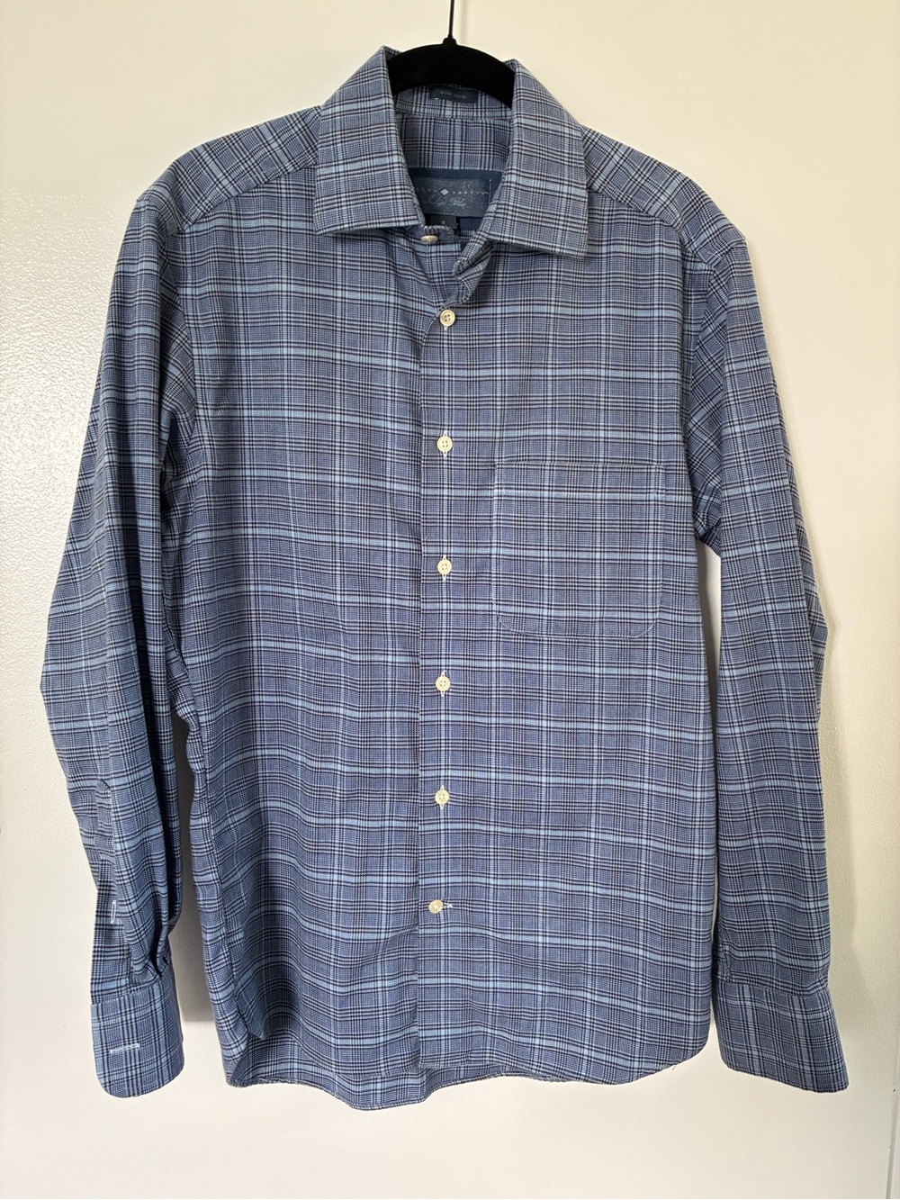 Joseph Abboud Blue Plaid Long Sleeve Dress Shirt